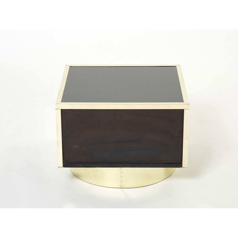 Pair of vintage night stands in black lacquer and brass by Michel Pigneres, 1970