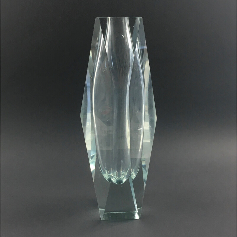 Mid-century Murano faceted glass vase by Flavio Poli for Alessandro Mandruzzato, Italy 1960s