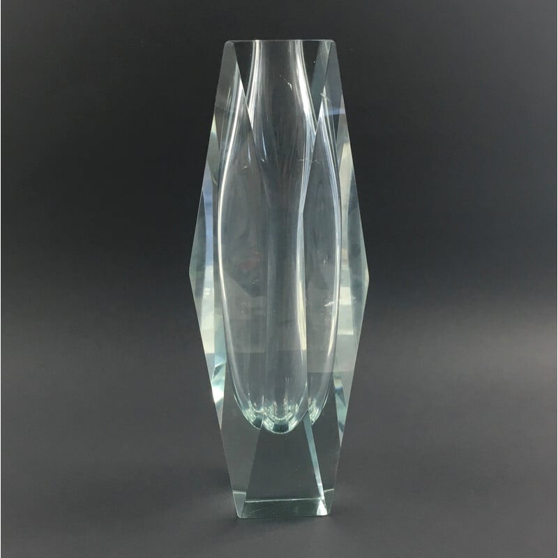 Vase vintage en verre à facettes de Murano par Flavio Poli pour Alessandro Mandruzzato, Italie 1960