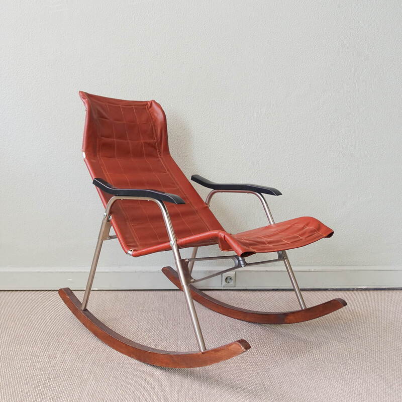 Japanese vintage foldable rocking chair by Takeshi Nii, 1950s