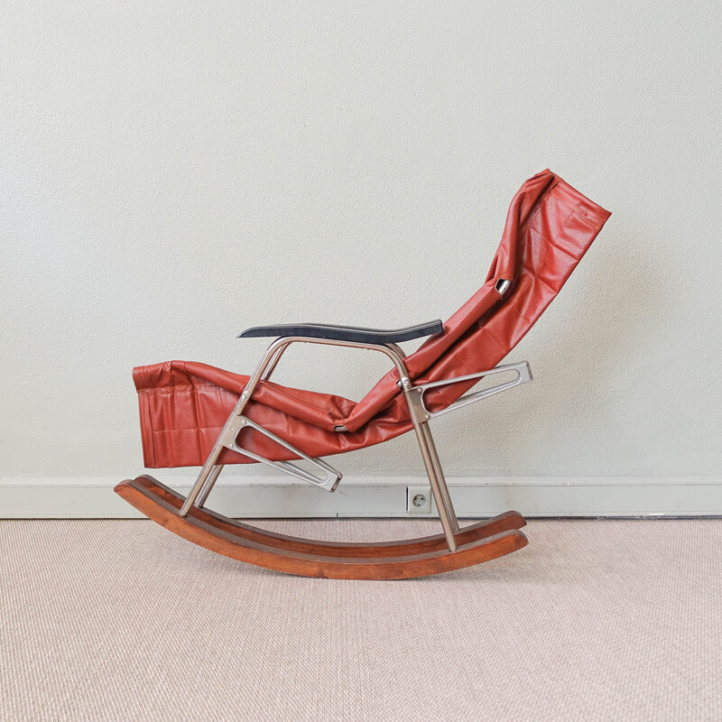 Japanese vintage foldable rocking chair by Takeshi Nii, 1950s