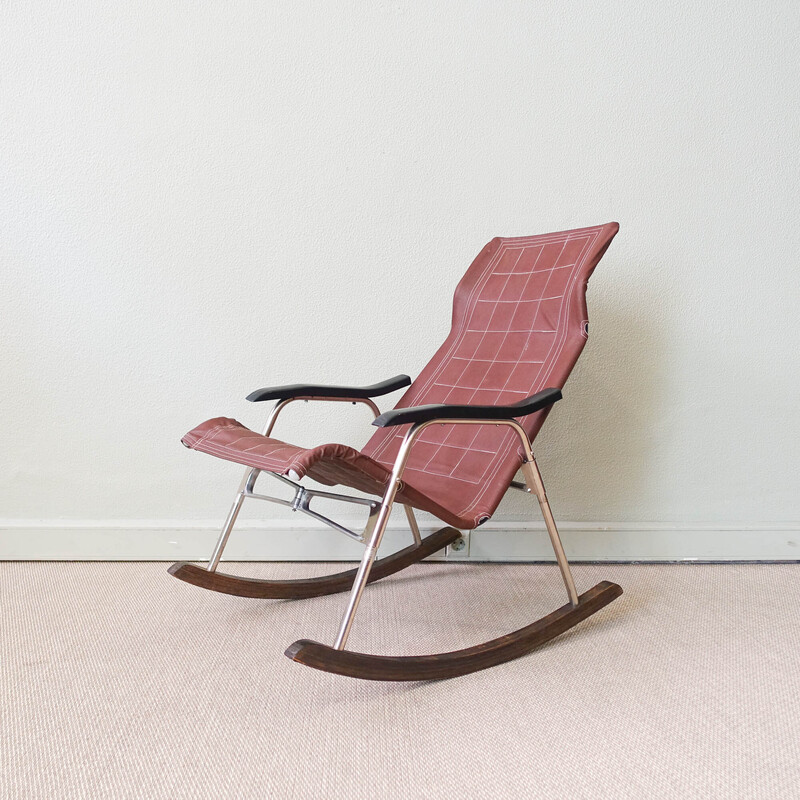 Japanese vintage foldable rocking chair by Takeshi Nii, 1950s