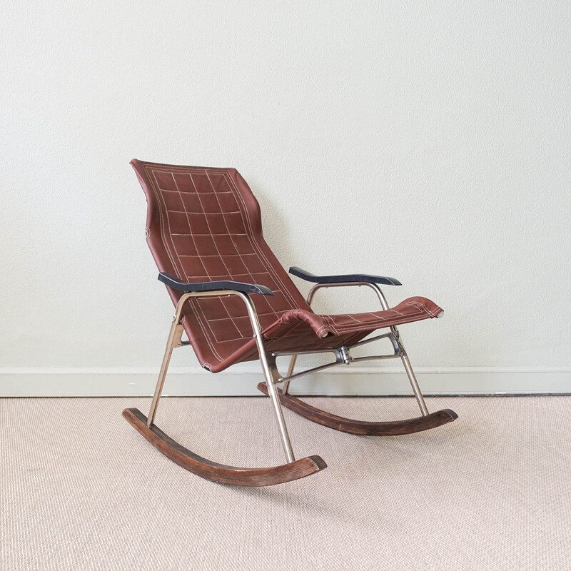 Japanese vintage foldable rocking chair by Takeshi Nii, 1950s