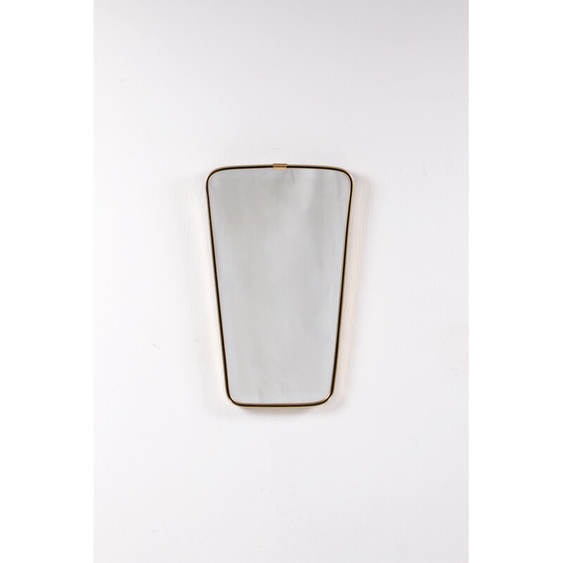 Vintage brass mirror with black and gold details, Germany 1960s