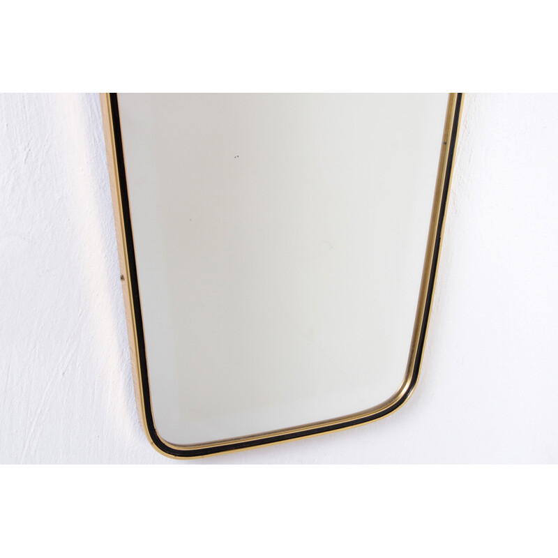 Vintage brass mirror with black and gold details, Germany 1960s