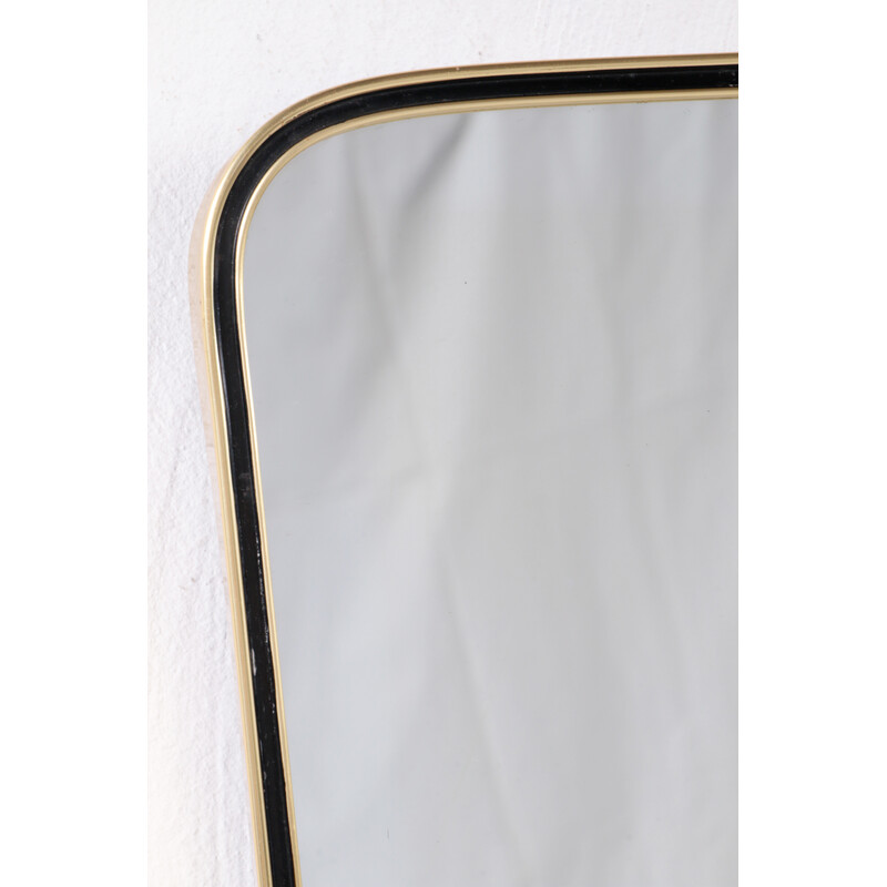 Vintage brass mirror with black and gold details, Germany 1960s