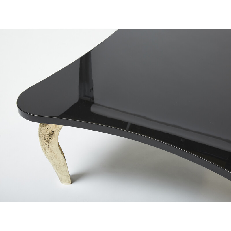 Vintage black lacquer and bronze coffee table by Mark Brazier-Jones, 1990