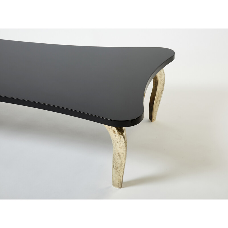 Vintage Couchtisch aus schwarzem Lack und Bronze von Mark Brazier-Jones, 1990