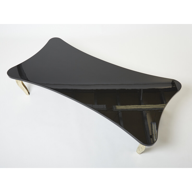 Vintage black lacquer and bronze coffee table by Mark Brazier-Jones, 1990