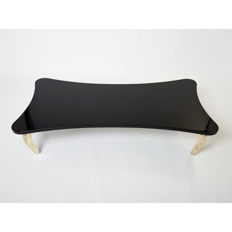 Vintage black lacquer and bronze coffee table by Mark Brazier-Jones, 1990