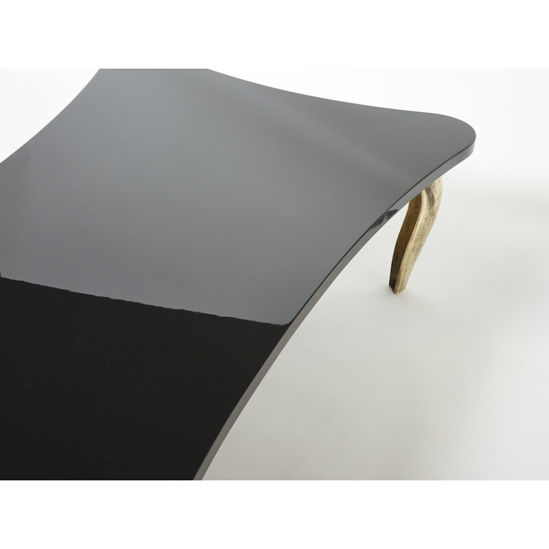 Vintage black lacquer and bronze coffee table by Mark Brazier-Jones, 1990