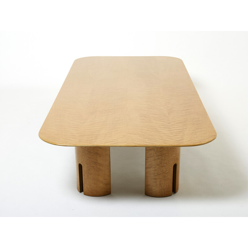 Vintage maple and brass coffee table by Giovanni Offredi for Saporiti, 1980