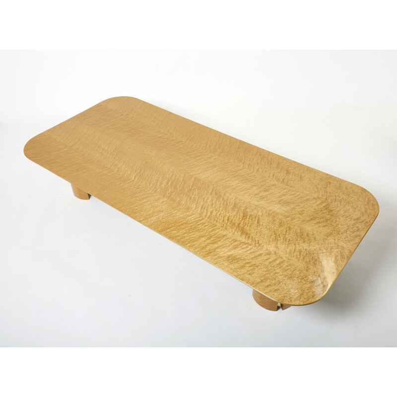 Mesa de café Vintage maple e latão por Giovanni Offredi para Saporiti, 1980