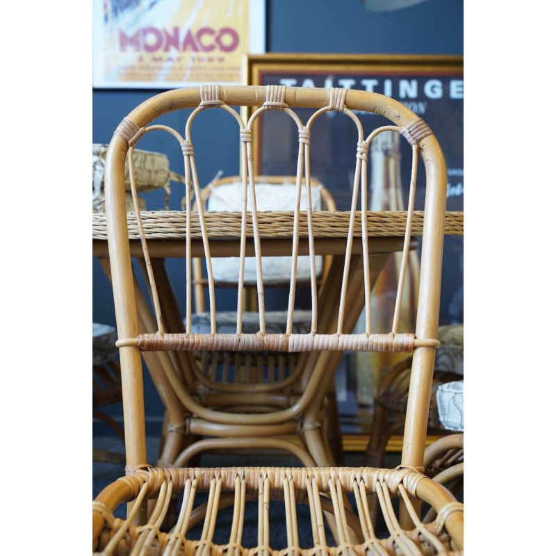 Mid century bamboo and rattan dining set, 1970s