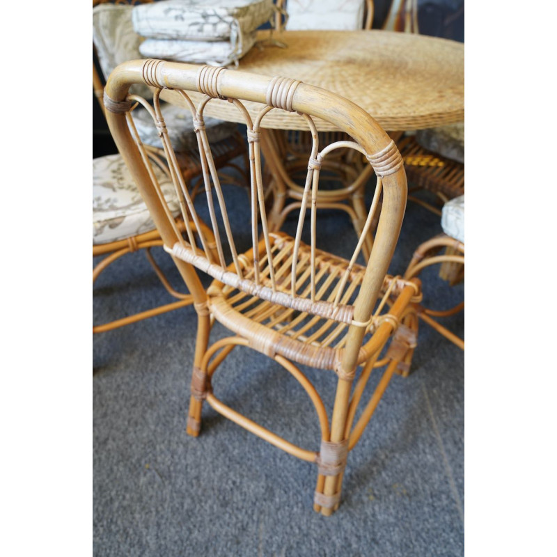 Mid century bamboo and rattan dining set, 1970s