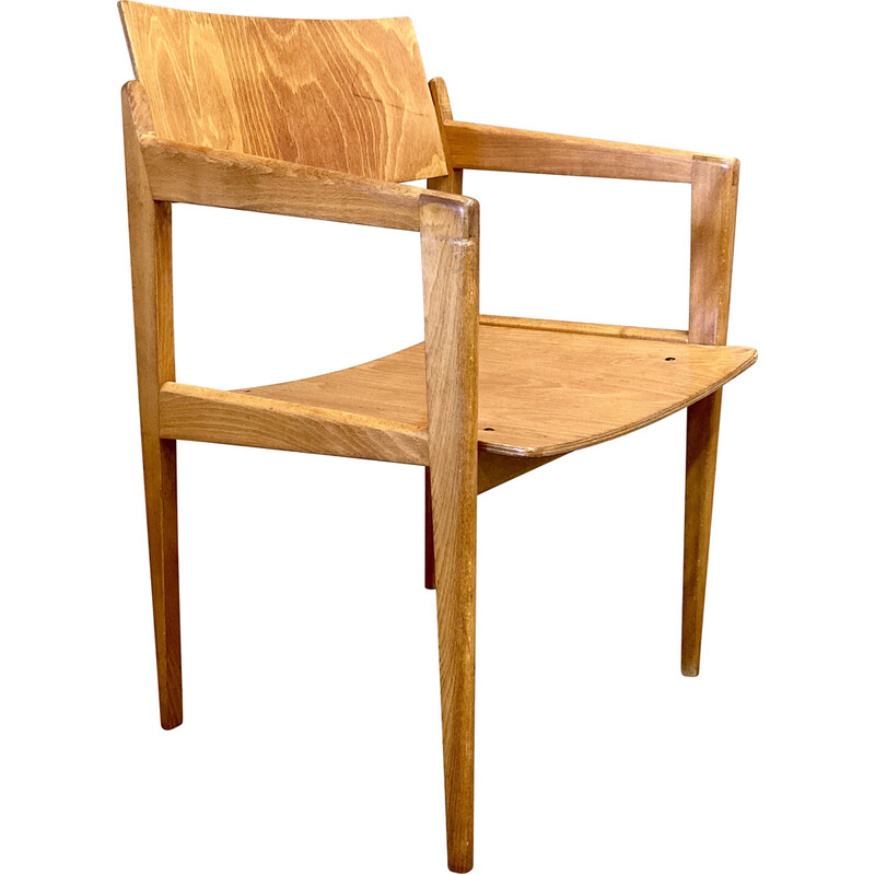 Vintage Thonet oakwood armchair, 1950