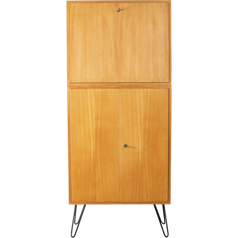 Vintage two-part bar cabinet in oakwood, Germany 1960s