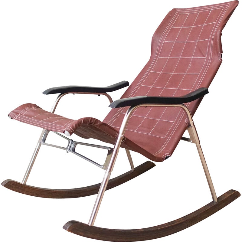 Silla mecedora plegable japonesa vintage de Takeshi Nii, 1950