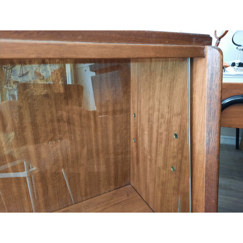 Vintage mahogany bookcase with two sliding glass doors by Marcel Gasgoin, 1950