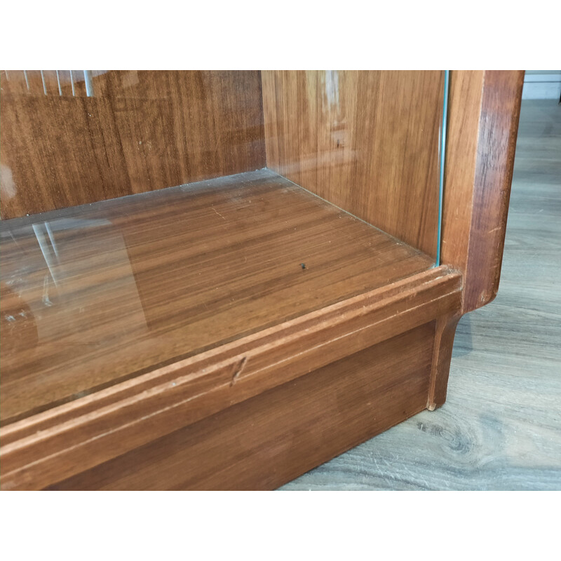 Vintage mahogany bookcase with two sliding glass doors by Marcel Gasgoin, 1950