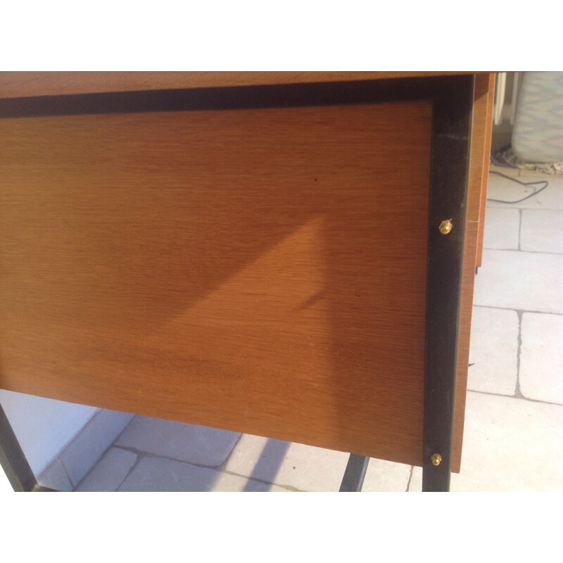 Desk with two drawers in wood and metal - 1960s