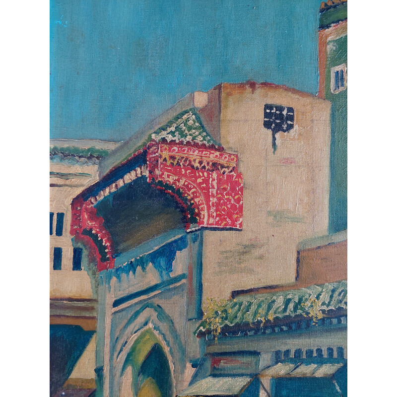 Vintage oriëntalistisch schilderij "markt scene".