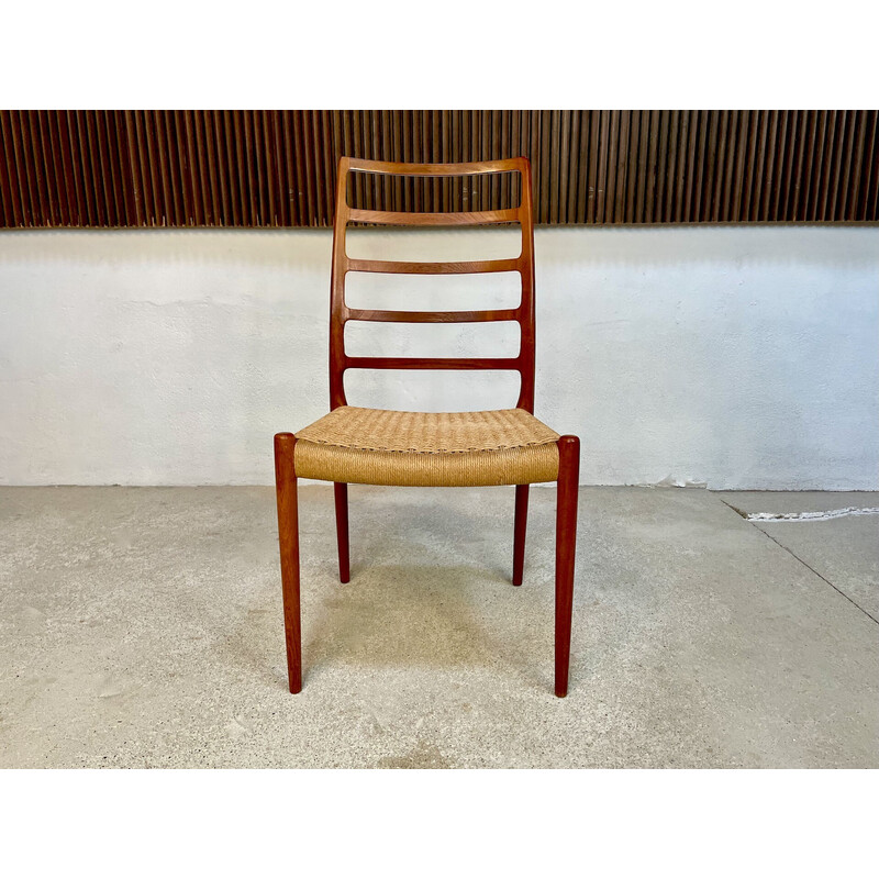 Danish vintage teak model 82 side chair by Niels O. Møller for J.L. Møllers, 1960s