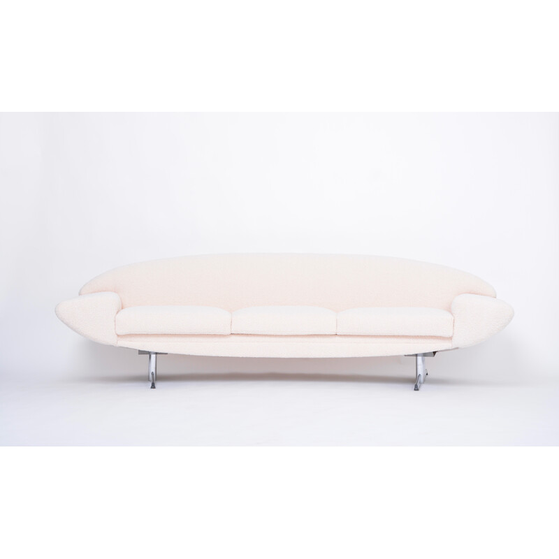 Mid century Capri sofa reupholstered in white teddy fur by Johannes Andersen