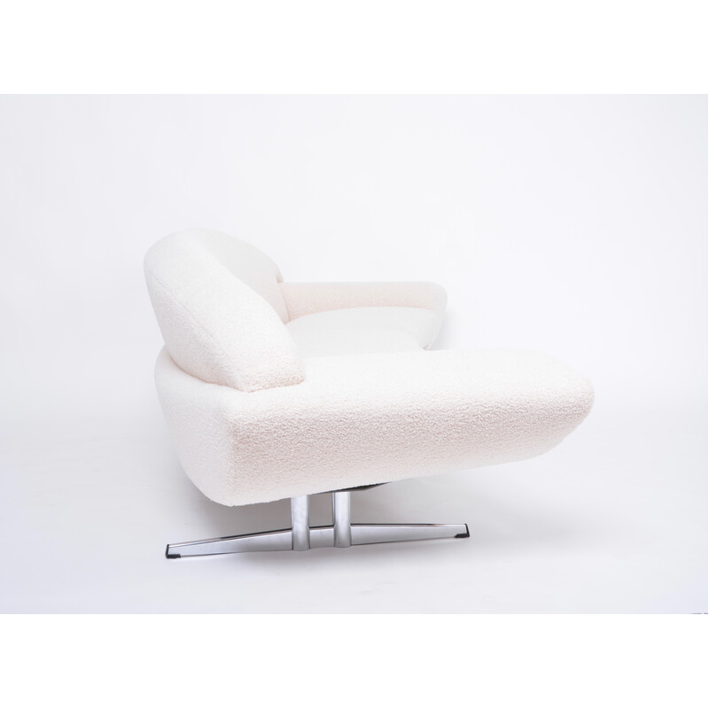 Mid century Capri sofa reupholstered in white teddy fur by Johannes Andersen