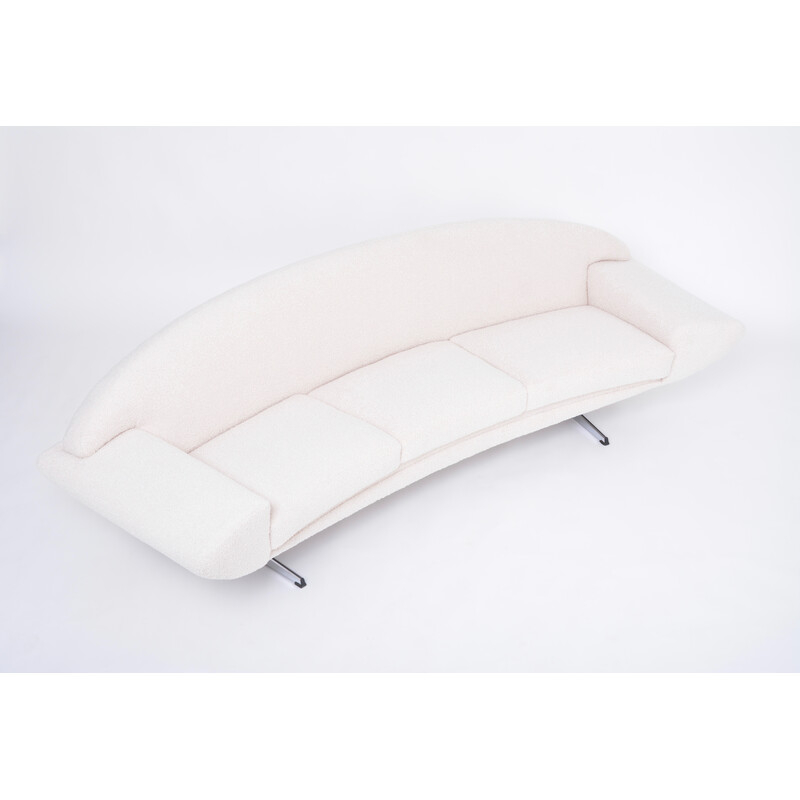 Mid century Capri sofa reupholstered in white teddy fur by Johannes Andersen