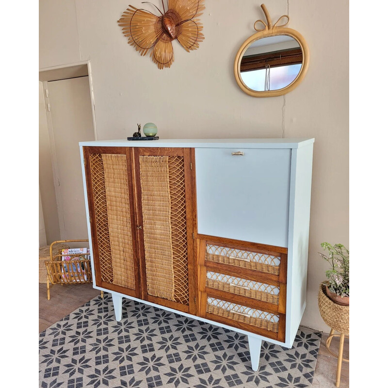 Vintage rattan cabinet, 1950-1960