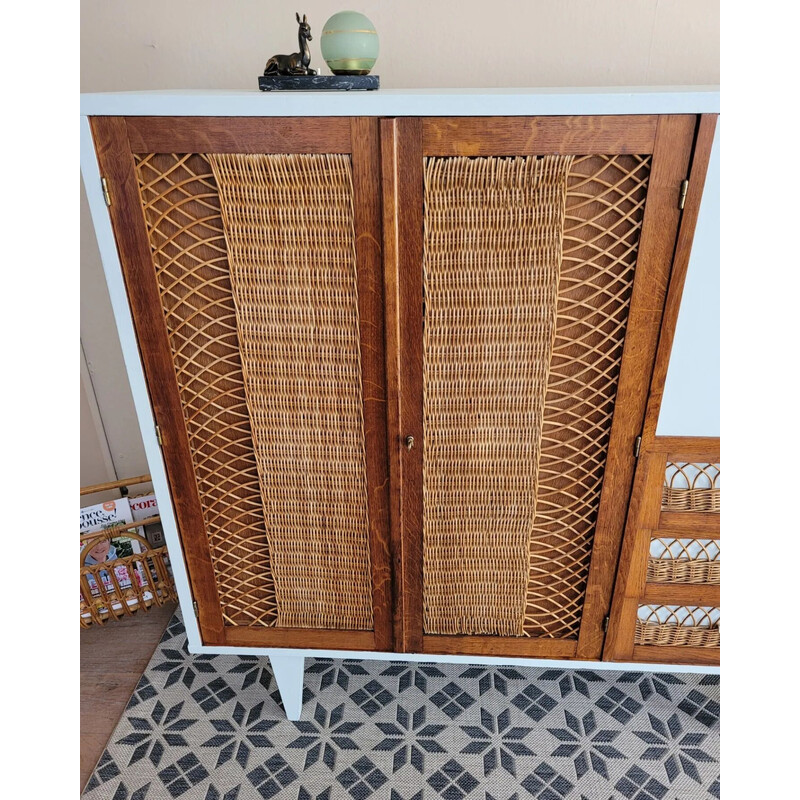 Vintage rattan cabinet, 1950-1960