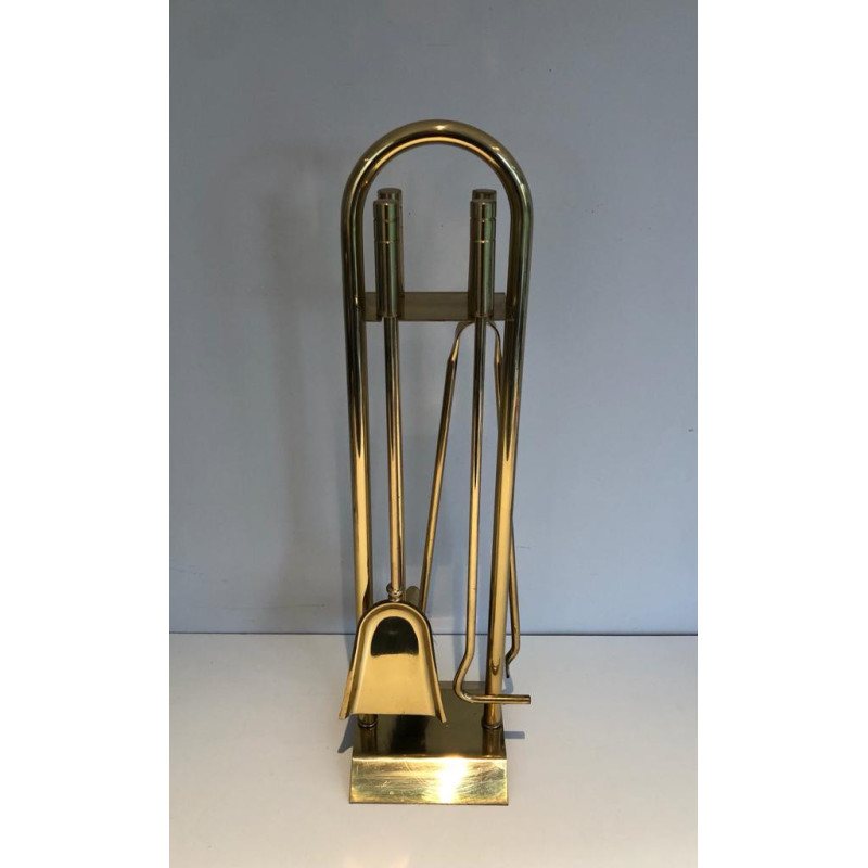 Vintage brass fire set, 1970