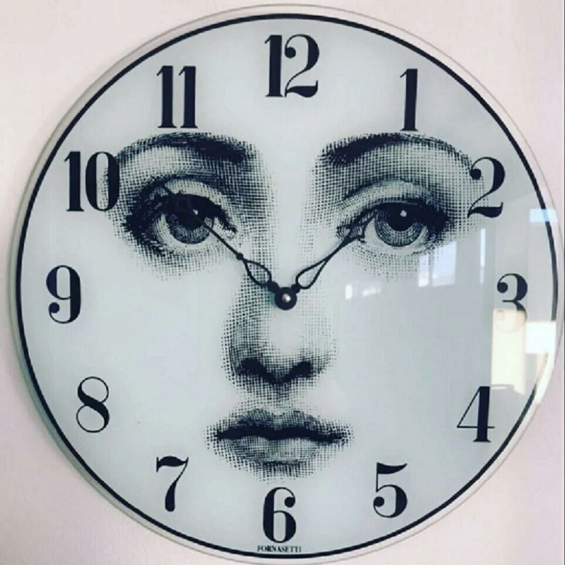 Vintage Viso wall clock by Fornasetti for Lina Cavalieri