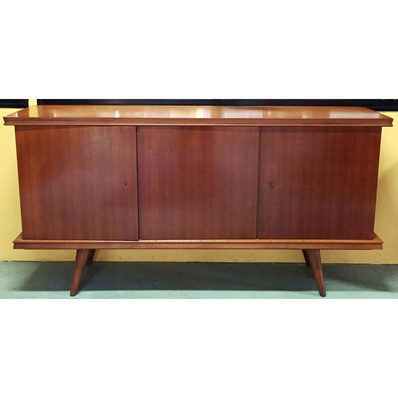 Teak Scandinavian sideboard with three lockable compartments - 1960s 