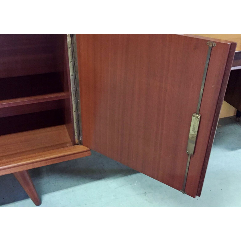 Teak Scandinavian sideboard with three lockable compartments - 1960s 