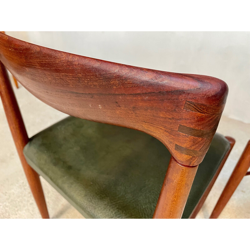 Pair of vintage Danish teak side chairs with leather seats by H.W. Klein for Bramin, 1960s