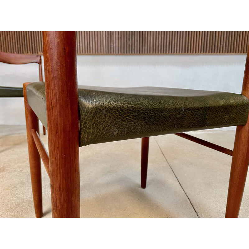 Paire de chaises latérales danoises vintage en teck avec sièges en cuir par H.W. Klein pour Bramin, 1960