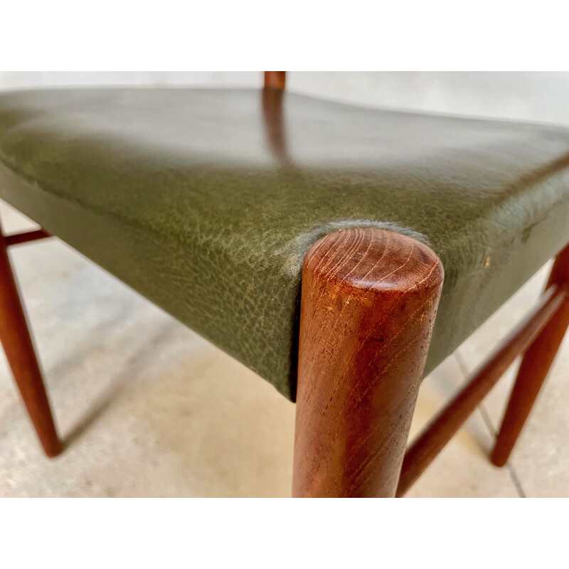 Pair of vintage Danish teak side chairs with leather seats by H.W. Klein for Bramin, 1960s