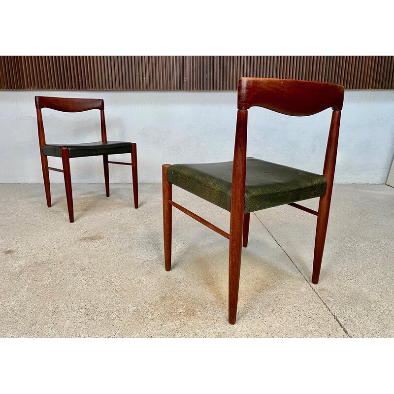 Paire de chaises latérales danoises vintage en teck avec sièges en cuir par H.W. Klein pour Bramin, 1960