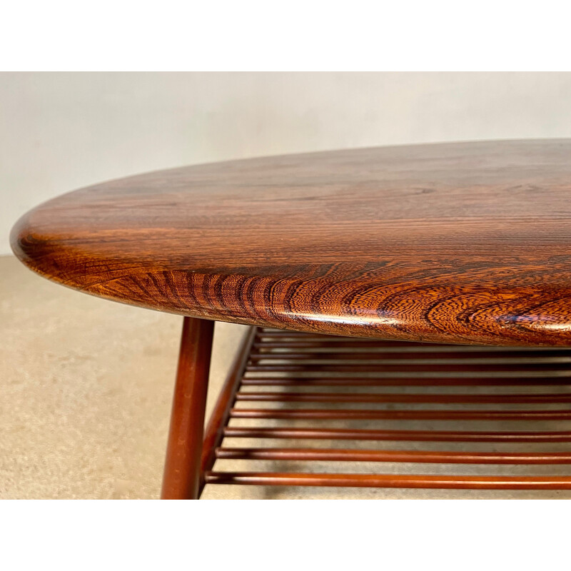 Vintage oval coffee table with shelf by Lucian Randolph Ercolani for Ercol, 1950s
