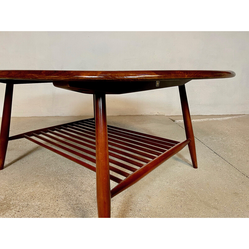 Vintage oval coffee table with shelf by Lucian Randolph Ercolani for Ercol, 1950s