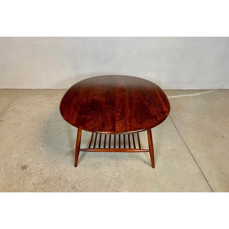 Vintage oval coffee table with shelf by Lucian Randolph Ercolani for Ercol, 1950s