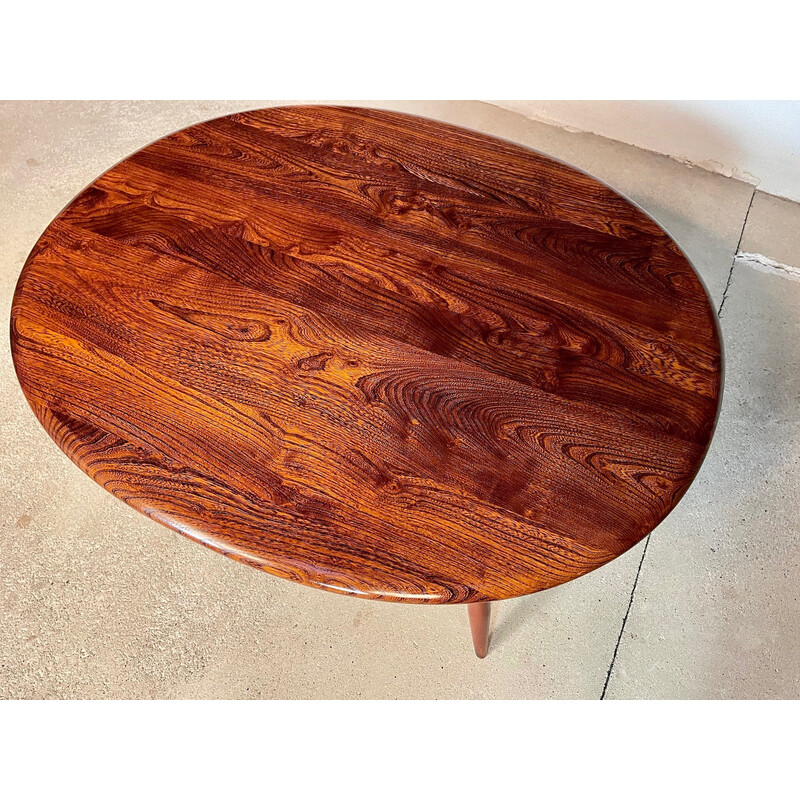 Vintage oval coffee table with shelf by Lucian Randolph Ercolani for Ercol, 1950s