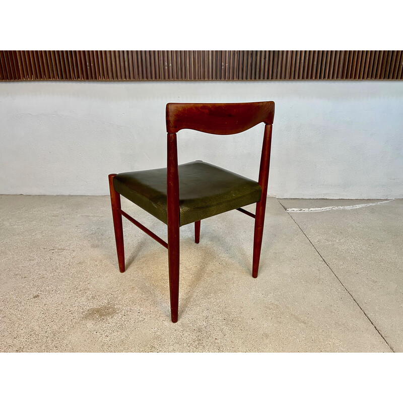 Cadeira de teca dinamarquesa Vintage com assento de couro por H.W. Klein para Bramin, 1960