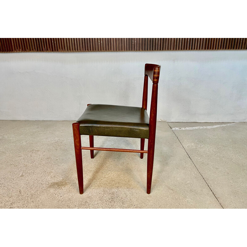 Cadeira de teca dinamarquesa Vintage com assento de couro por H.W. Klein para Bramin, 1960