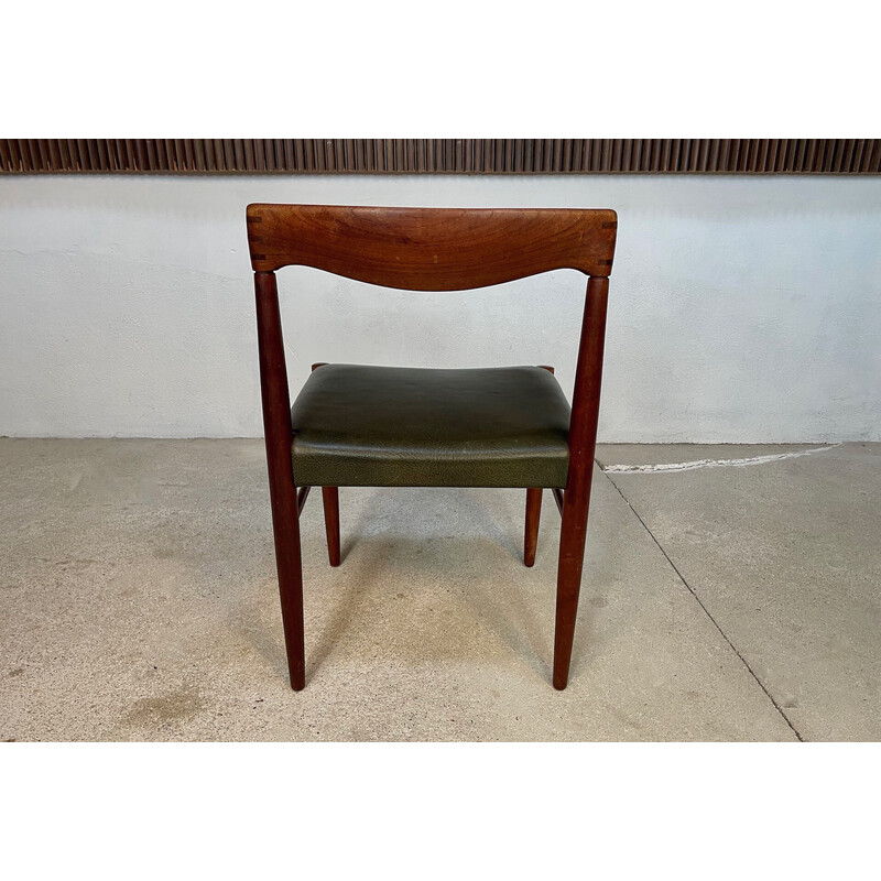 Silla danesa vintage de teca con asiento de cuero de H.W. Klein para Bramin, 1960