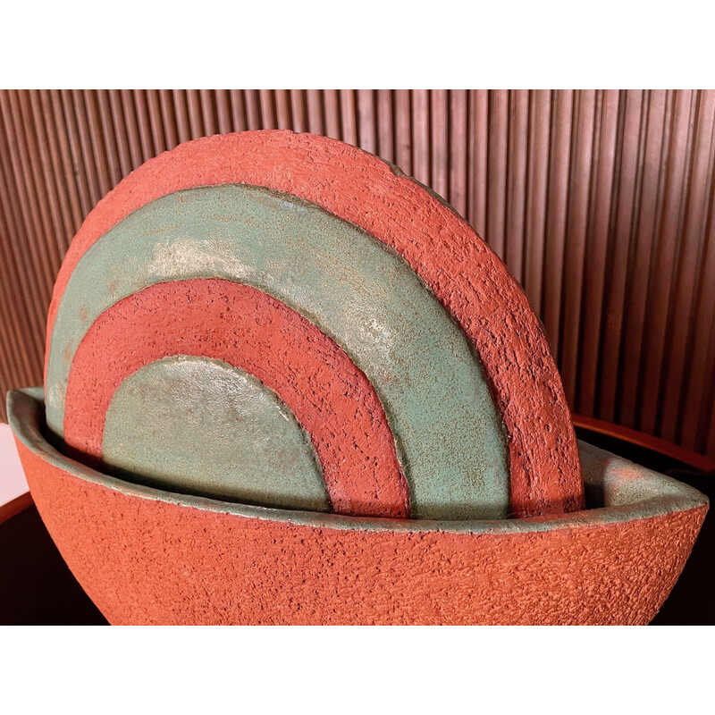 Fuente de cerámica artística alemana vintage del ceramista Martin Reinhardt, 1980