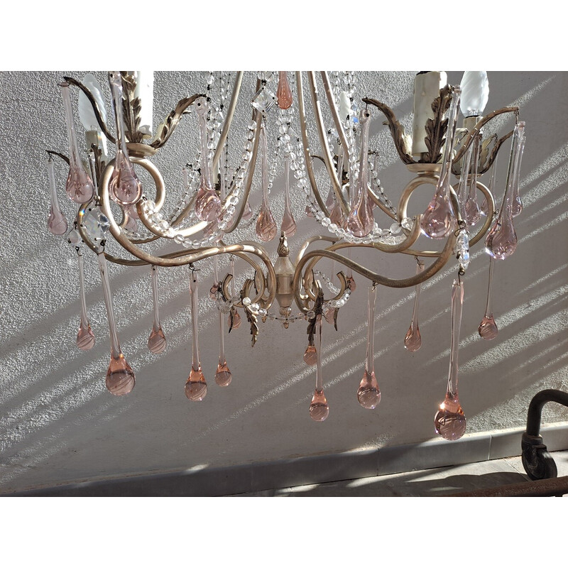 Vintage Murano glass chandelier, Italy 1940s