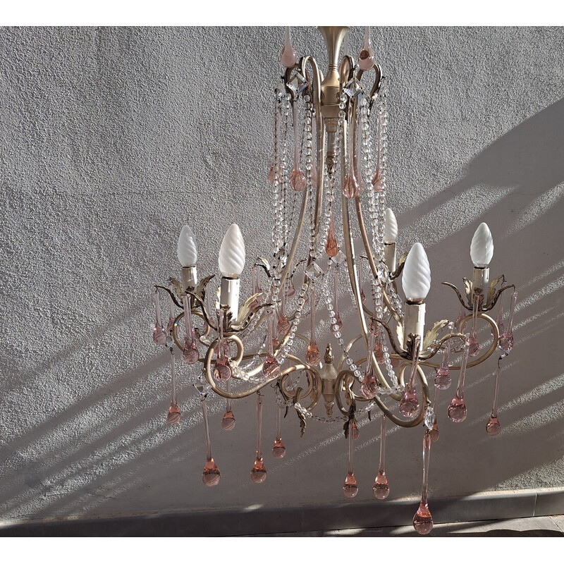 Vintage Murano glass chandelier, Italy 1940s